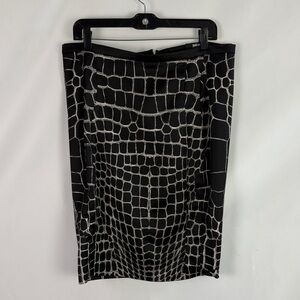 Roberto Cavalli Black White Print Pencil Skirt